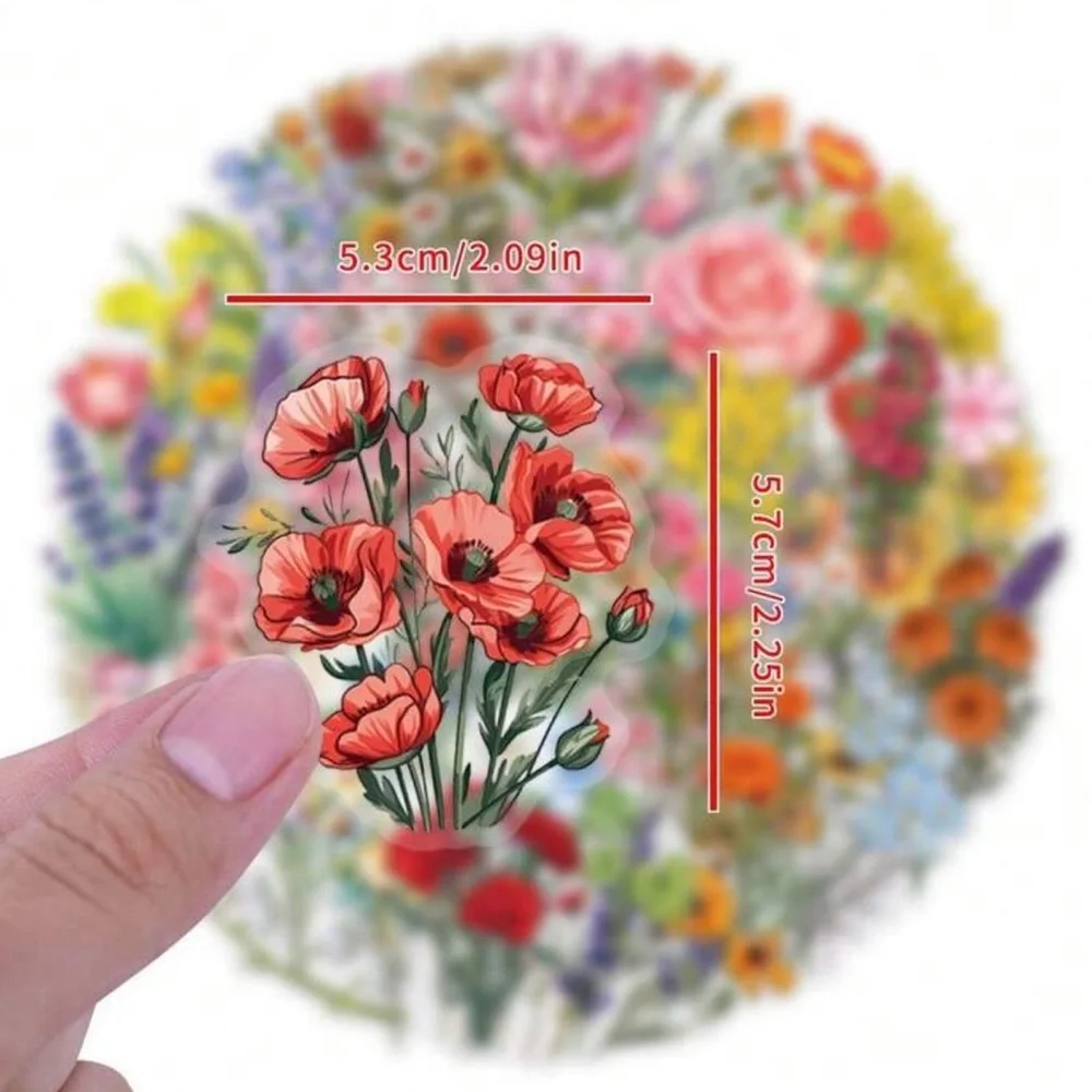 62 Colorful Flower Stickers Spring Garden Florals - Picture 2 of 6